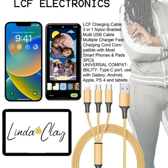 Golden Universal 3 in 1 Fast Charging Smartphone Cord Adapter - Picture 7 of 8